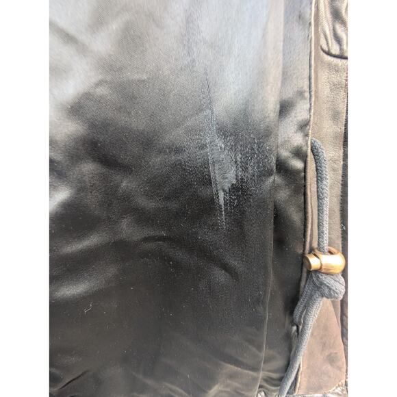 Andrew Marc Addition Mens Leather Jacket XS Brown Quilted Drawstring 90s - Picture 7 of 12